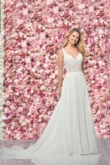 Bridal Dress: Enchanting By Mon Cheri FALL 2019 Collection - 219150 - Eye-Catching Lace A-Line Gown with Illusion Back  