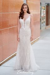 Bridal Dress: Enchanting By Mon Cheri SPRING 2020 Collection - 120167 - Intricate Embroidered Lace Fit and Flare Gown  