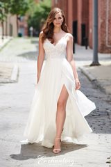 Bridal Dress: Enchanting By Mon Cheri SPRING 2020 Collection - 120175 - Breezy Lace and Chiffon A-line Gown  