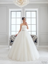 Bridal Dress: Sans Pareil Bridal Collection 2016: 1020 - Strapless shimmer tulle ballgown with floral waistband  