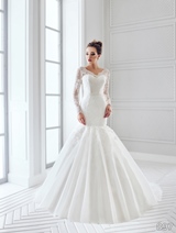 Bridal Dress: Sans Pareil Bridal Collection 2016: 897 - Lace trumpet gown with illusion neckline and full length sleeves   