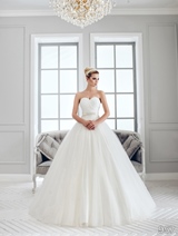 Bridal Dress: Sans Pareil Bridal Collection 2016: 957 - Ruched strapless wedding gown with dropped waist detail and ball gown skirt  