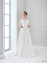 Bridal Dress: Sans Pareil Bridal Collection 2016: 970 - All-over lace over satin wedding dress with illusion sleeves and scintillating waistband  