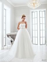 Bridal Dress: Sans Pareil Bridal Collection 2016: 988 - Two-in-one strapless gown with gathered tulle overlay skirt over fitted little white dress  