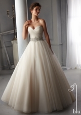 Bridal Dress: Mori Lee Blue FALL 2014 Collection: 5276 - Intricately Beaded Waistband on Tulle  