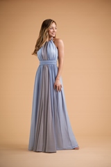 Evening Dress: B2 SPRING 2020 - B223001 - Poly chiffon long bridesmaid dress with halter neckline. New and exciting two-tone designs.  