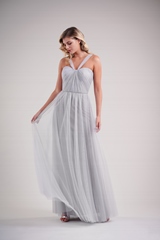 Bridesmaids Dress: BELSOIE SPRING 2020 - L224004 - Romantic soft tulle long bridesmaid dress with halter neckline  