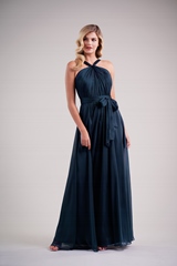 Bridesmaids Dress: BELSOIE SPRING 2020 - L224007 - Belsoie Tiffany Chiffon long bridesmaid dress with elastic waistband. Sweetheart neckline  