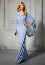 MOB Dress: Mori Lee Collection: 72401 - Sheath Evening Gown with Chiffon Capelet  