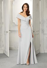 MOB Dress: Mori Lee Collection: 72406 - A-Line Evening Gown in Crepe with Front Slit  