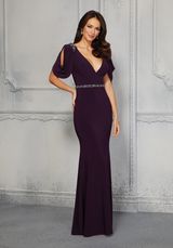 MOB Dress: Mori Lee Collection: 72409 - Sheath Evening Gown with Crystal Beaded Waistline and Shoulder Accents  