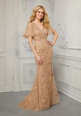 MOB Dress: Mori Lee Collection: 72413 - Fit and Flare Flutter Sleeve Evening Gown  