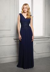 MOB Dress: Mori Lee Collection: 72414 - A-Line Beaded Embroidered Evening Gown with Cowl Back  