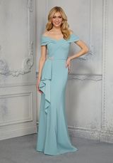 MOB Dress: Mori Lee Collection: 72417 - Sheath Crepe Evening Gown with Crystal Beaded Broach  