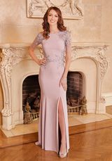 MOB Dress: Mori Lee Collection: 72529 - Fitted Crepe Evening Gown with Elbow Sleeves  