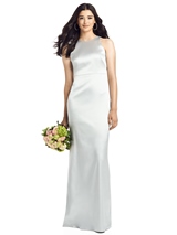 Bridesmaids Dress: Social Bridesmaids SPRING 2020 - 8200 - Open Twist-Back Sleeveless Charmeuse Gown  