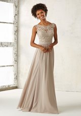 Bridesmaids Dress: Mori Lee BRIDESMAIDS SPRING 2017 Collection: 21522 - Chiffon with Matching Embroidery and Beading  