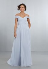 Bridesmaids Dress: Mori Lee BRIDESMAIDS SPRING 2018 Collection: 21566 - Chiffon Bridesmaids Dress with Off the Shoulder Draped Neckline  