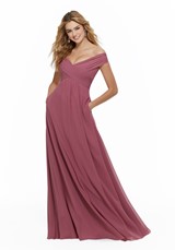 Bridesmaids Dress: Mori Lee BRIDESMAIDS FALL 2019 Collection: 21646 - Chiffon Bridesmaid Dress with Classic Off the Shoulder Neckline  