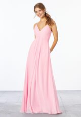 Bridesmaids Dress: Mori Lee Bridesmaids Spring 2020 Collection: 21658 - Chiffon Bridesmaid Dress with Keyhole Back  