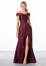 Bridesmaids Dress: Mori Lee Bridesmaids Spring 2020 Collection: 21663 - Satin Off-The-Shoulder Bridesmaid Dress  