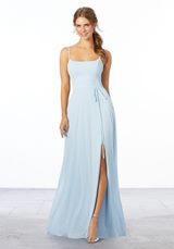 Bridesmaids Dress: Mori Lee Bridesmaids Spring 2020 Collection: 21668 - Chiffon Bridesmaid Dress with Tie Sash  