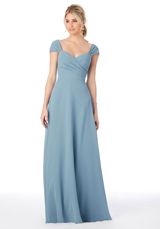 Bridesmaids Dress: Mori Lee Affairs FALL 2020 Collection: 13106 - Sweetheart Cap Sleeve Chiffon Bridesmaid Dress  