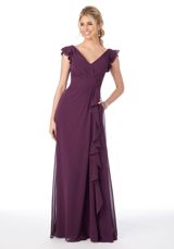 Bridesmaids Dress: Mori Lee Bridesmaids FALL 2020 Collection: 21686 - Ruffle Sleeve Chiffon Bridesmaid Dress  