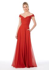 Bridesmaids Dress: Mori Lee Bridesmaids FALL 2020 Collection: 21692 - Off The Shoulder Chiffon Bridesmaid Dress  