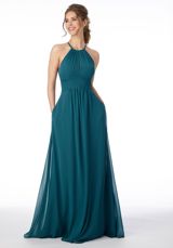 Bridesmaids Dress: Mori Lee Bridesmaids FALL 2020 Collection: 21695 - High Neck Keyhole Back Bridesmaid Dress  