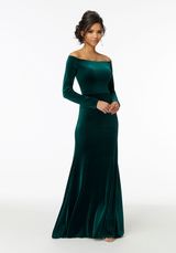 Bridesmaids Dress: Mori Lee Bridesmaids Collection: 21724 - Off-The-Shoulder Velvet Bridesmaid Dress  