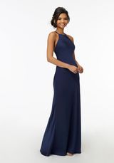 Bridesmaids Dress: Mori Lee Bridesmaids Collection: 21729 - High Neck Satin Bridesmaid Dress with Strappy Back  