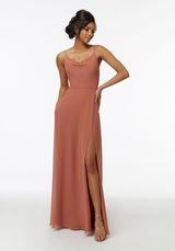 Bridesmaids Dress: Mori Lee Bridesmaids Collection: 21732 - Cowl Neck Chiffon Bridesmaid Dress with Front Slit  