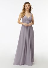 Bridesmaids Dress: Mori Lee Bridesmaids Collection: 21734 - Draped Chiffon Bridesmaid Dress with Sash  