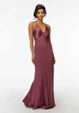 Bridesmaids Dress: Mori Lee Bridesmaids Collection: 21740 - V-Neck Satin Bridesmaid Dress with Cowl Back  