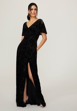 Bridesmaids Dress: Morilee Bridesmaids Collection: 21790 - Split Sleeve Floral Velvet Bridesmaid Dress  